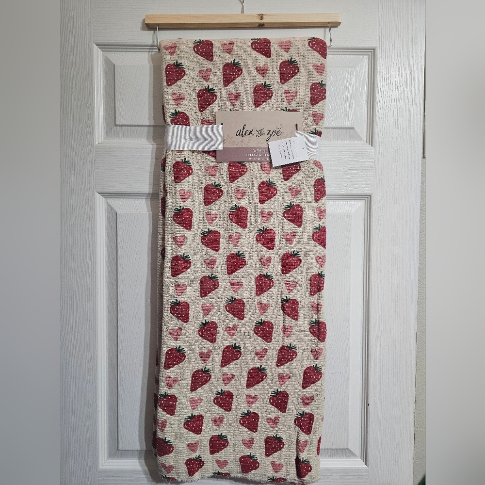 Alex & Zoe Hearts & Strawberries Oversized Decorative Throw  50" x 70"
